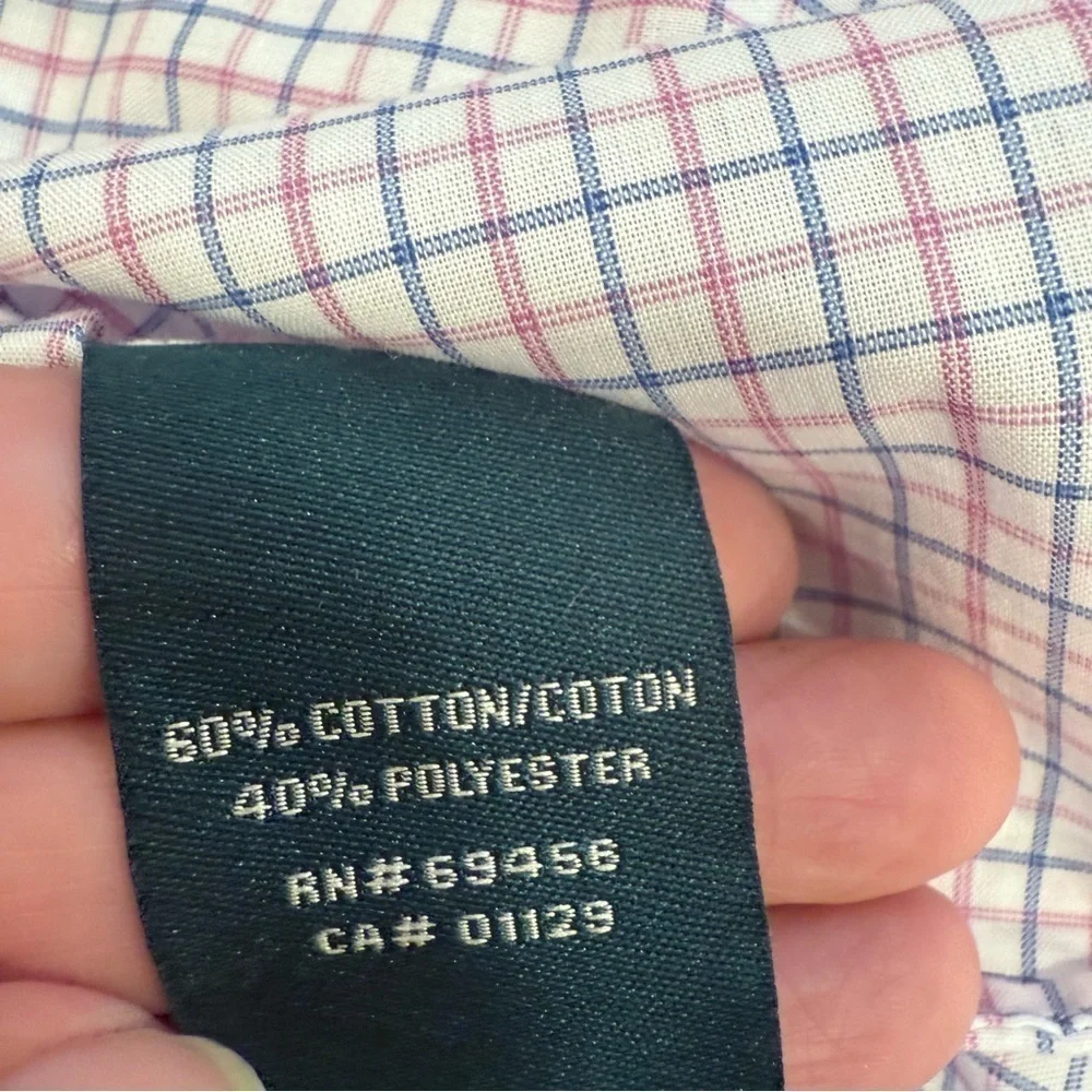 Ralph Lauren Boys Button Up Oxford Shirt White Plaid Crest Logo size 18 Youth